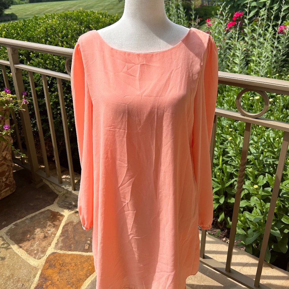 Tobi Peach Long Sleeve Cross Back Dress